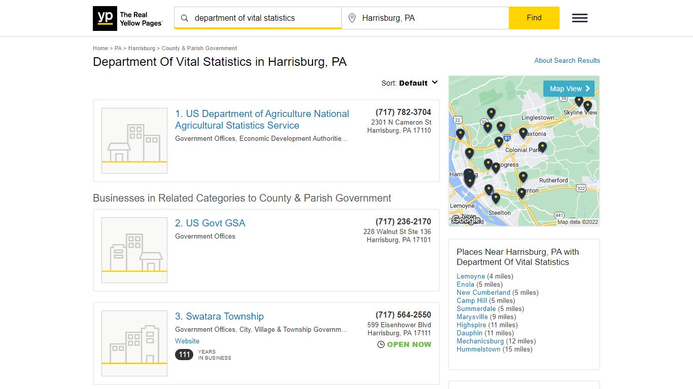 Department Of Vital Statistics in Harrisburg, PA - Yellow Pages